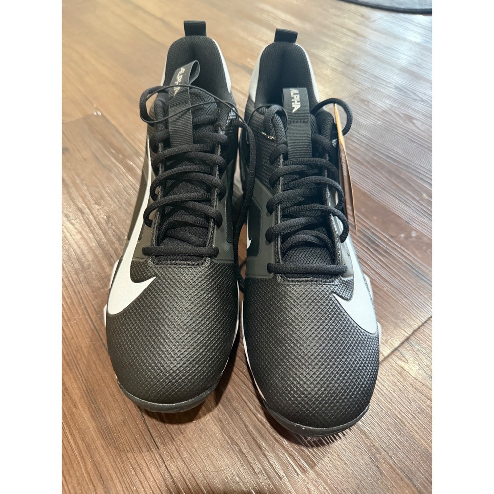 Nike Alpha Huarache Varsity 4 Low Baseball Cleats Black White Mens 10.5